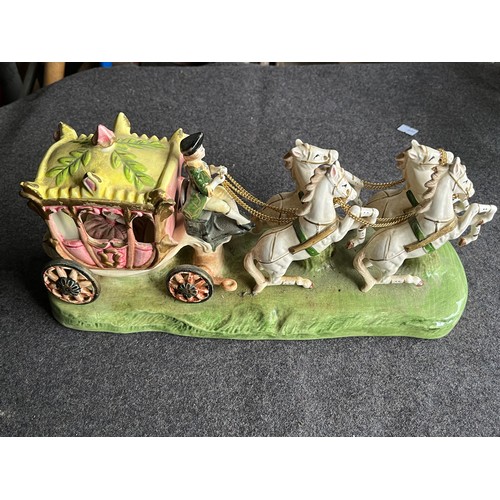 653 - Vintage Capodimonte horse drawn carriage