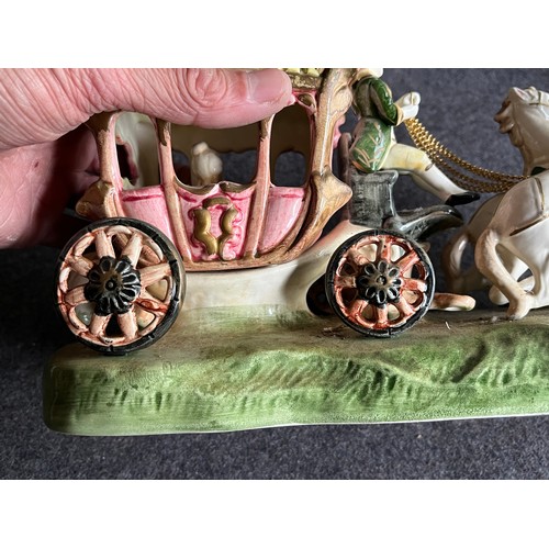 653 - Vintage Capodimonte horse drawn carriage