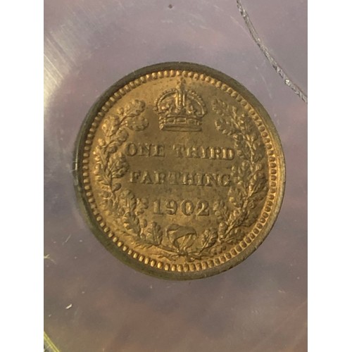 995 - Edward the seventh 1/3 Farthing, 1902. The 1902 Edward VII Third Farthing was only issued for one ye... 