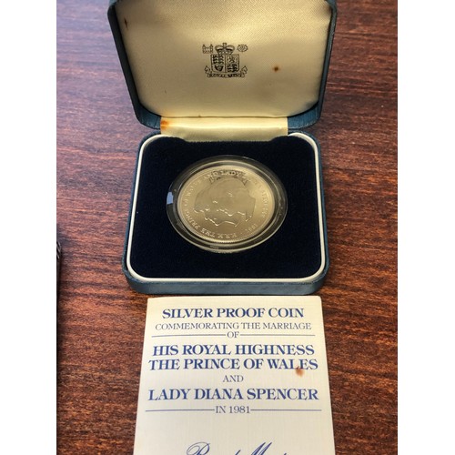 998 - Prince, Charles and Lady Diana Spencer, 1981, silver proof crown. Certificate boxed