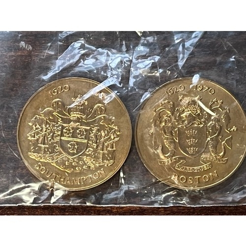 1024 - 350th anniversary of the sailing of the pilgrim fathers medallions, Boston and Southampton 1620 to 1... 