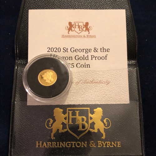 1084 - 2020 St George & The Dragon 24 Carat Gold £5 Proof Coin 0.5g in Capsule