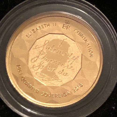 1087 - 2018 65th Anniversary of the Coronation 22 carat (916.7) gold 1/4 Sovereign Proof Coin 1.97g in Caps... 