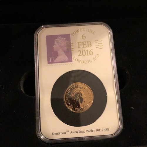 1090 - 2016 UK Long to reign over us Datestamp 22 carat (916.7) gold Full Sovereign Proof Coin 7.98g in Cap... 