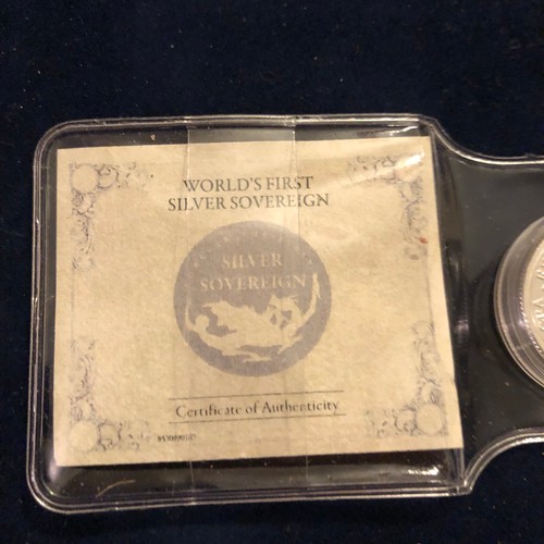 1093 - 2019 UK 'The World's First Silver Sovereign'  Proof Coin 7.98g in Capsule. First strike Limited edit... 