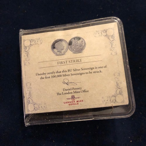 1093 - 2019 UK 'The World's First Silver Sovereign'  Proof Coin 7.98g in Capsule. First strike Limited edit... 