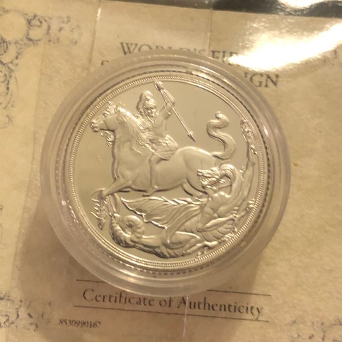 1094 - 2019 UK 'The World's First Silver Sovereign'  Proof Coin 7.98g in Capsule. First strike Limited edit... 