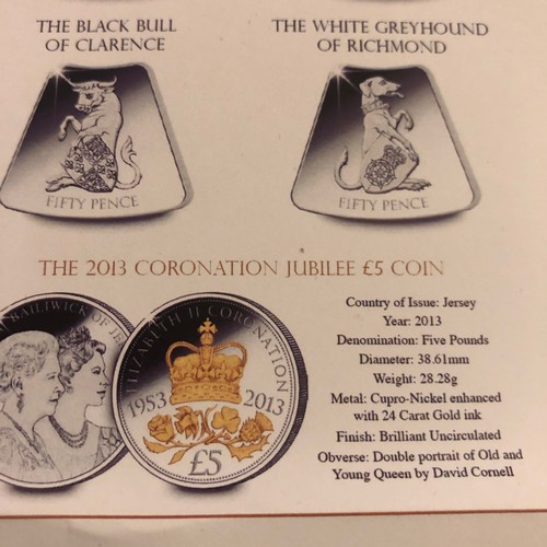 1108 - The Heraldry Of the coronation coin set. 10 silver ingots 2013 50p / 8.5g with cupro-nickel Coronati... 