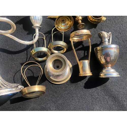 1147 - Plated silver candlestick and other plated wares