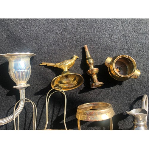 1147 - Plated silver candlestick and other plated wares