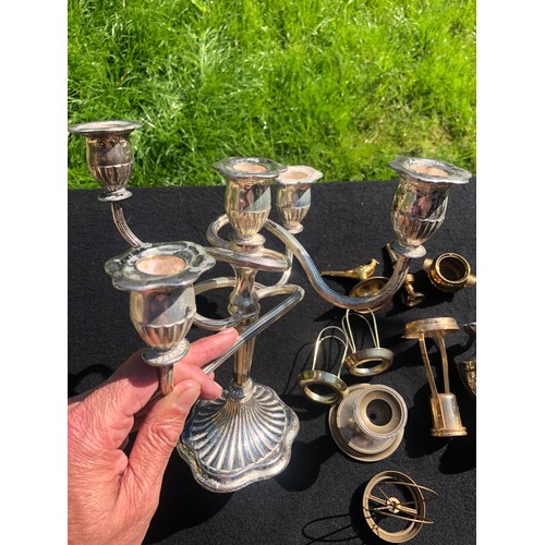 1147 - Plated silver candlestick and other plated wares