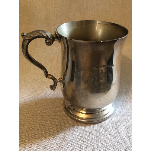 1151 - Silver plated tankard.