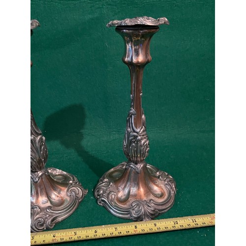 1156 - Pair of Art Nouveau silver plated copper candlesticks