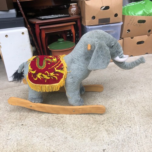 1449 - A Jade design children's plush rocking Elephant with adjustable truck