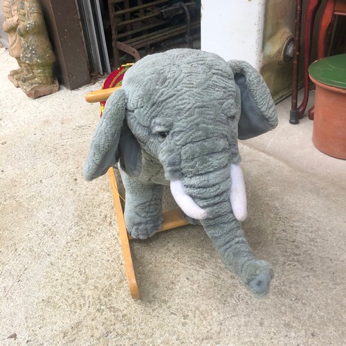 1449 - A Jade design children's plush rocking Elephant with adjustable truck