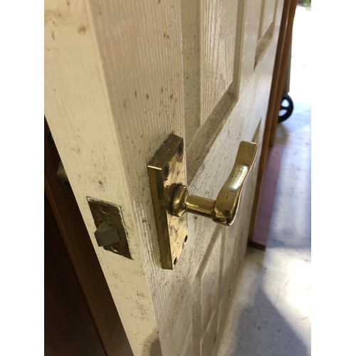 1840 - Very Heavy exterior door with fittings and hinges. Primed.