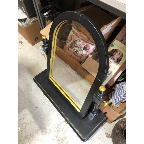 1858 - Pine vanity tilting dresser top mirror with drawer under