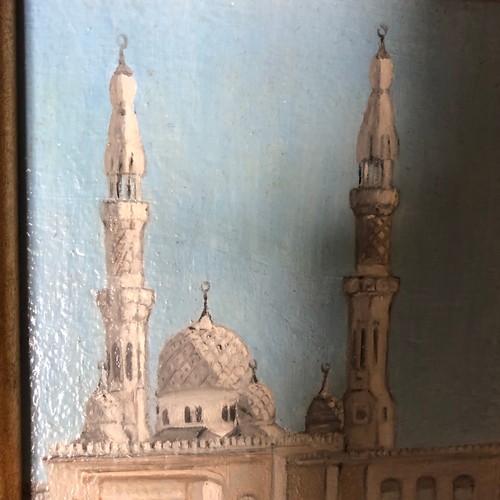 1934 - Oil painting on board of a Mosque by P P Paterson. Signed