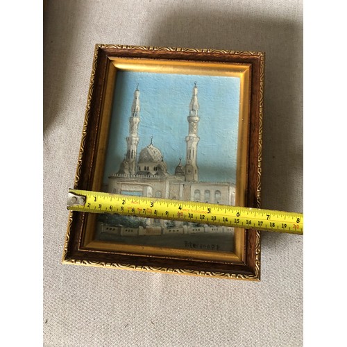 1934 - Oil painting on board of a Mosque by P P Paterson. Signed