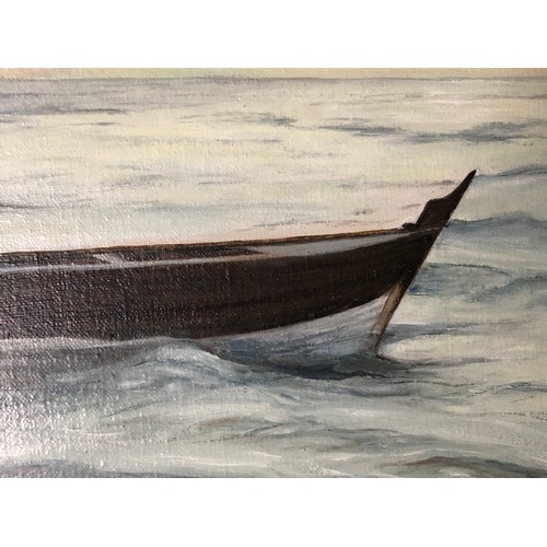 1935 - Medium sized oil painting on board of an Arabic boat setting nets by P P Paterson. Signed and dated ... 