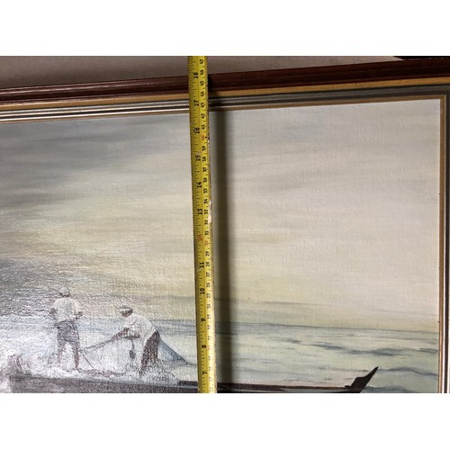 1935 - Medium sized oil painting on board of an Arabic boat setting nets by P P Paterson. Signed and dated ... 