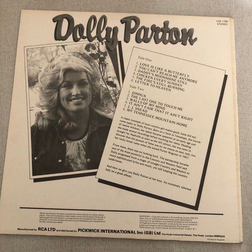 3255 - Dolly Parton. RCA records. Camden CDS1164 stereo