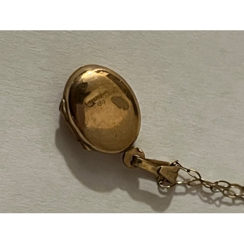 1 - 9ct gold locket on 9ct gold chain fully hallmarked