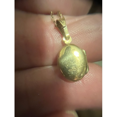 1 - 9ct gold locket on 9ct gold chain fully hallmarked