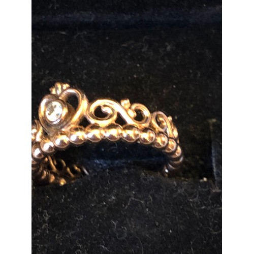 2 - Pandora ale met 52 Gold plated ring. Size L including box.