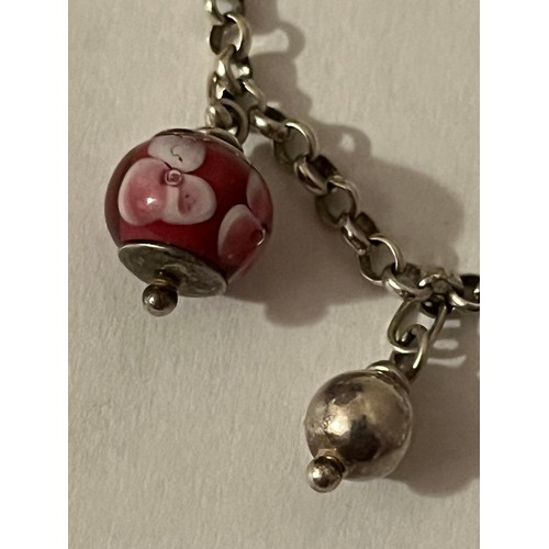 3 - Silver hallmarked bracelet with Murano glass beads