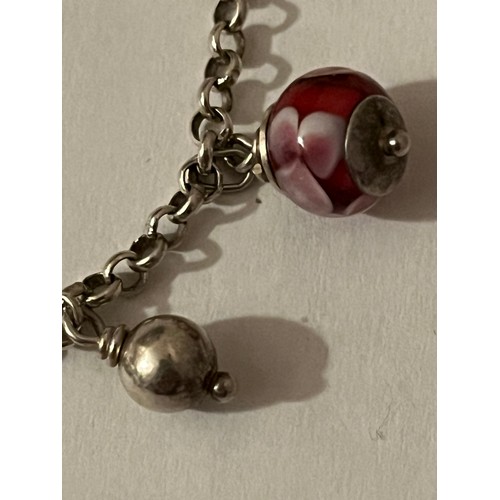 3 - Silver hallmarked bracelet with Murano glass beads