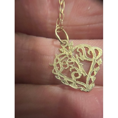 5 - 9ct gold sweet 16 pendant on 9ct gold chain fully hallmarked