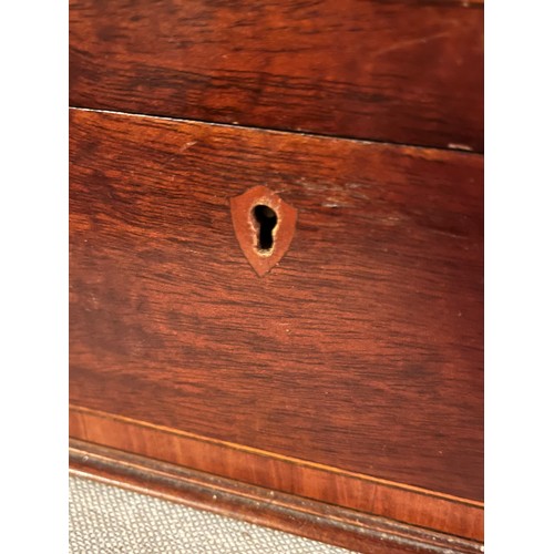 245 - A Sheraton style Mahogany shell motif inlaid George III wooden box. No key