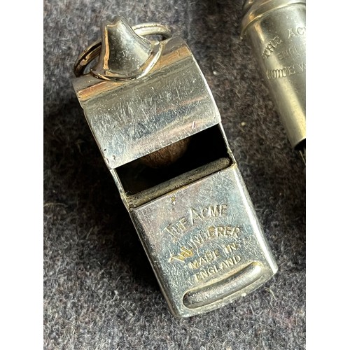 246 - 5 Vintage Acme chrome whistles as pictured