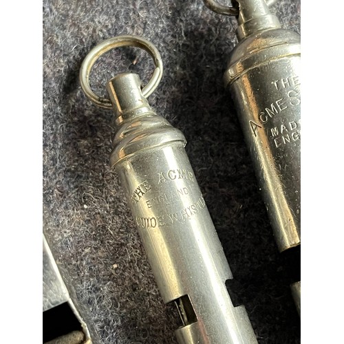 246 - 5 Vintage Acme chrome whistles as pictured