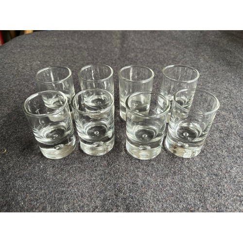 288 - Bubble base shot glasses. Set of 8