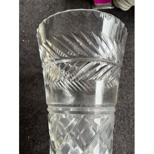 298 - Antique cut crystal glass vase