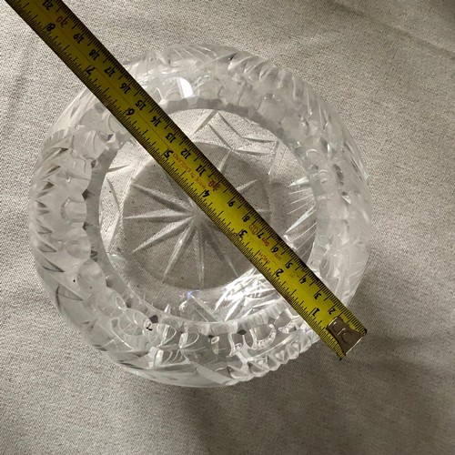 331 - Large Bohemia crystal rose bowl. Small chip on inside rim