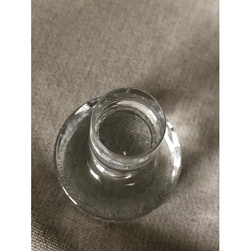 333 - Cylindrical crystal decanter with criss-cross pattern.