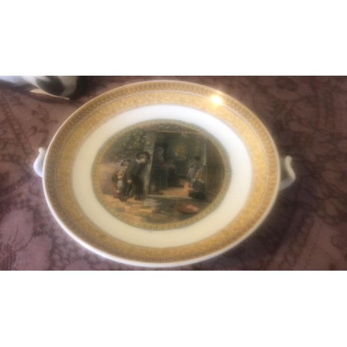 339 - Large F&R Pratt Fenton Staffordshire 19th bowl. The Truant by Webster. An interesting handled bowl