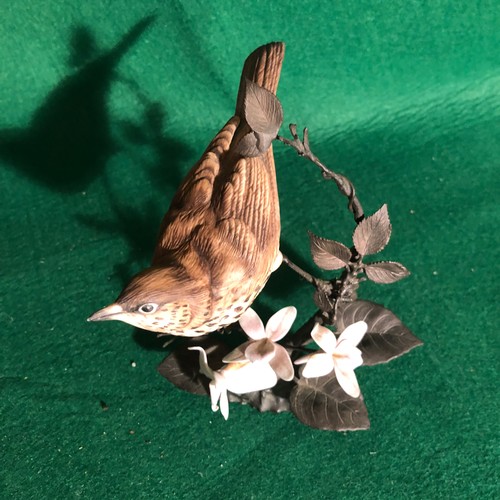 341 - Royal Worcester porcelain Thrush on bronze