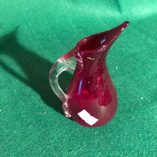 344 - Whitefriars Sparrow beak ruby coloured jug