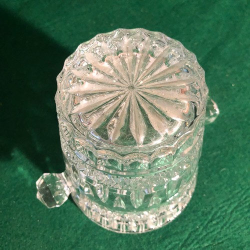 346 - Pressed and cut glass ice bucket with glass handles