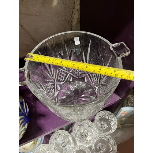 374 - Large press moulded crystal ice bucket