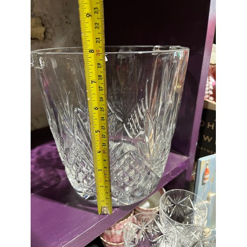 374 - Large press moulded crystal ice bucket