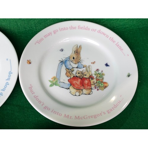 376 - Boys and Girls Peter Rabbit mugs & plates by Wedgwood.