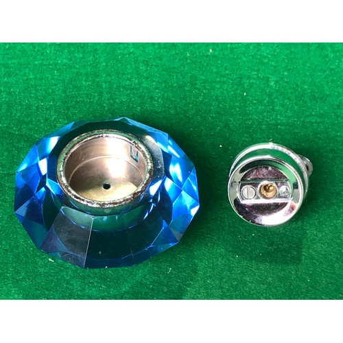 377 - Pretty blue glass table lighter