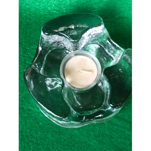 384 - Glass tea light holder with tea light