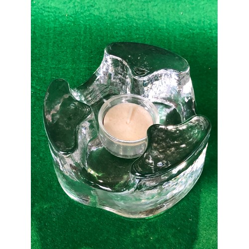 384 - Glass tea light holder with tea light