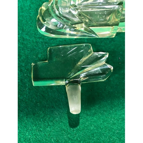 385 - Pretty Apple Green glass perfume bottle.  Art Deco